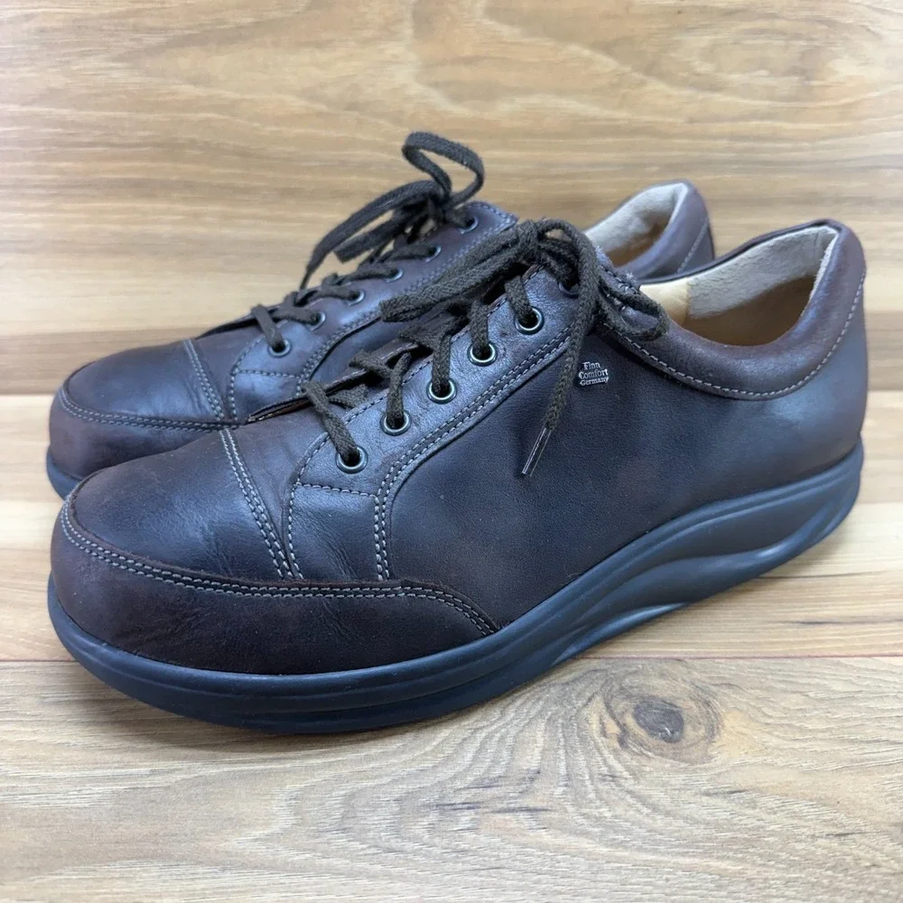 FINN Comfort Huelva Oxford Mens 9 W UK 8.5 Brown Leather Walking Casual Travel